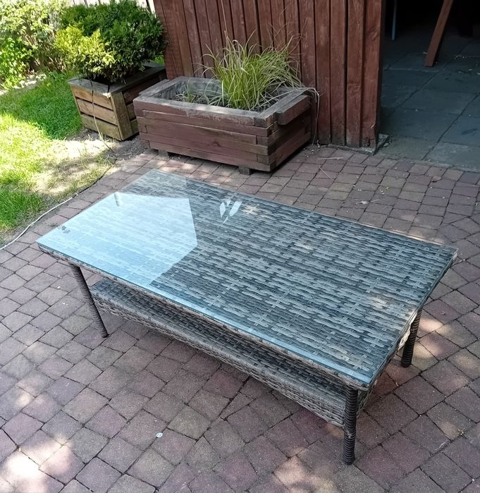 Stolik stół ogrodowy tarasowy ze szkłem