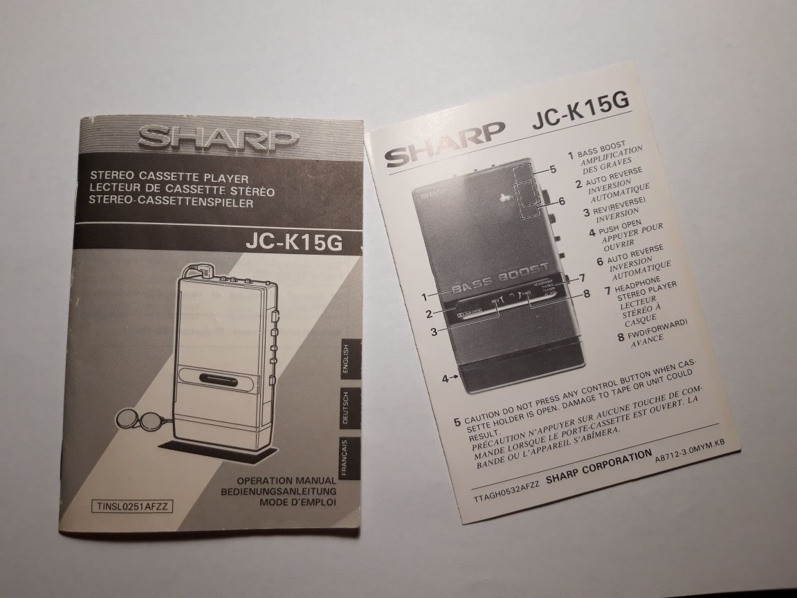 Sharp JC-K 15 (kasetowy odtwarzacz / player / walkman, 1989)