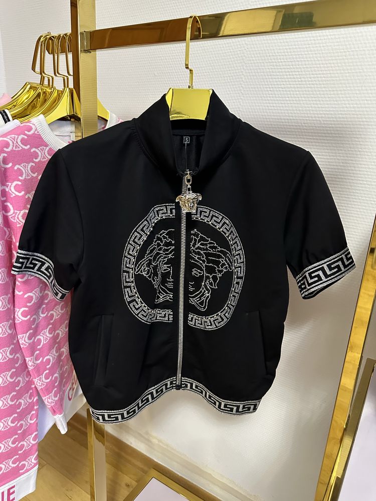 Bluza z krotkim rekawem cyrkonie Versace S