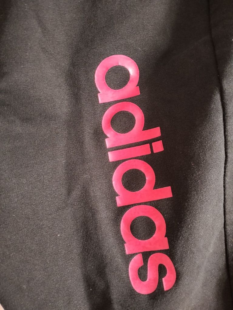 Dresy adidas spodnie damskie czarne z różowym logo
