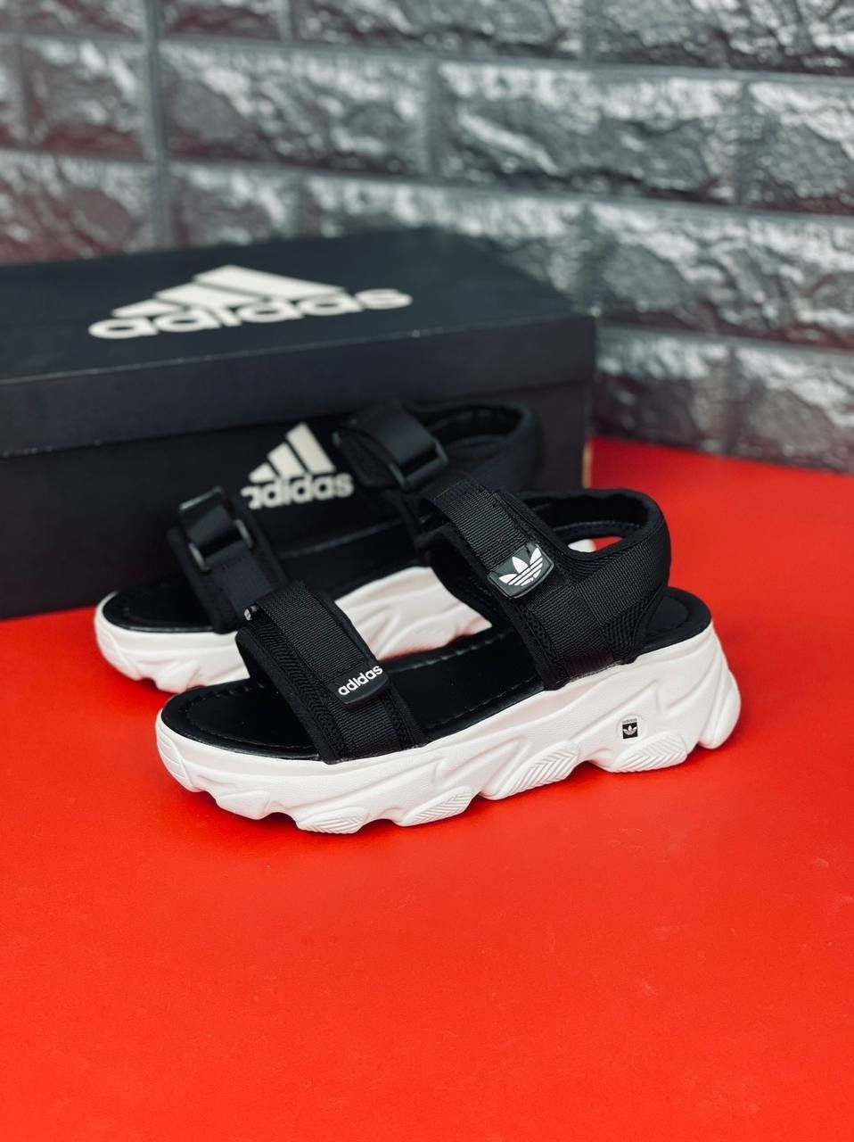 ЖЕНСКИЕ босоножки Adidas сандалии чёрного цвета Адидас на липучке35-40