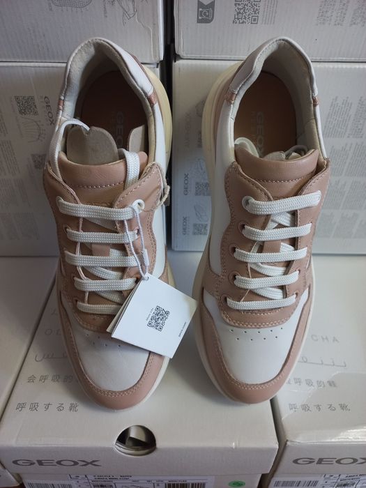 Кеди мокасини Geox D Dalyla Italy patent біло-рожеві