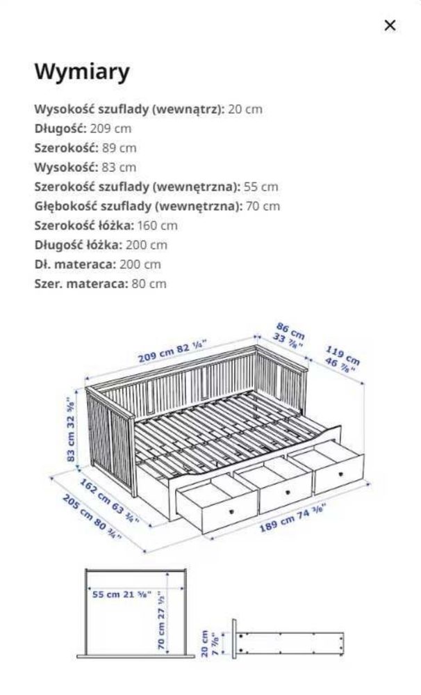 Leżanka Ikea Hemnes