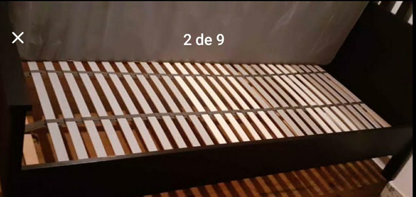 Cama solteiro wengué + colchão + oferta sobre-colchão (IKEA)