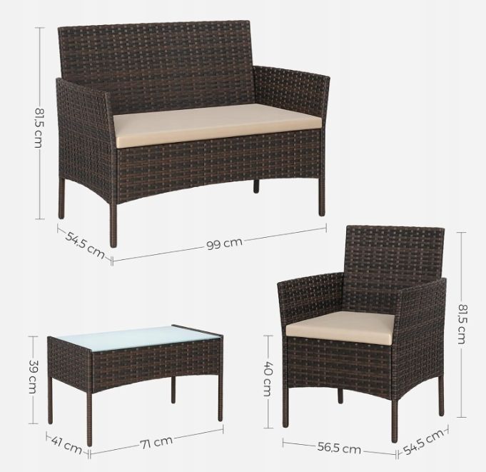 SONGMICS GGF004K05 meble balkonowe na taras balkon brązowo-taupe