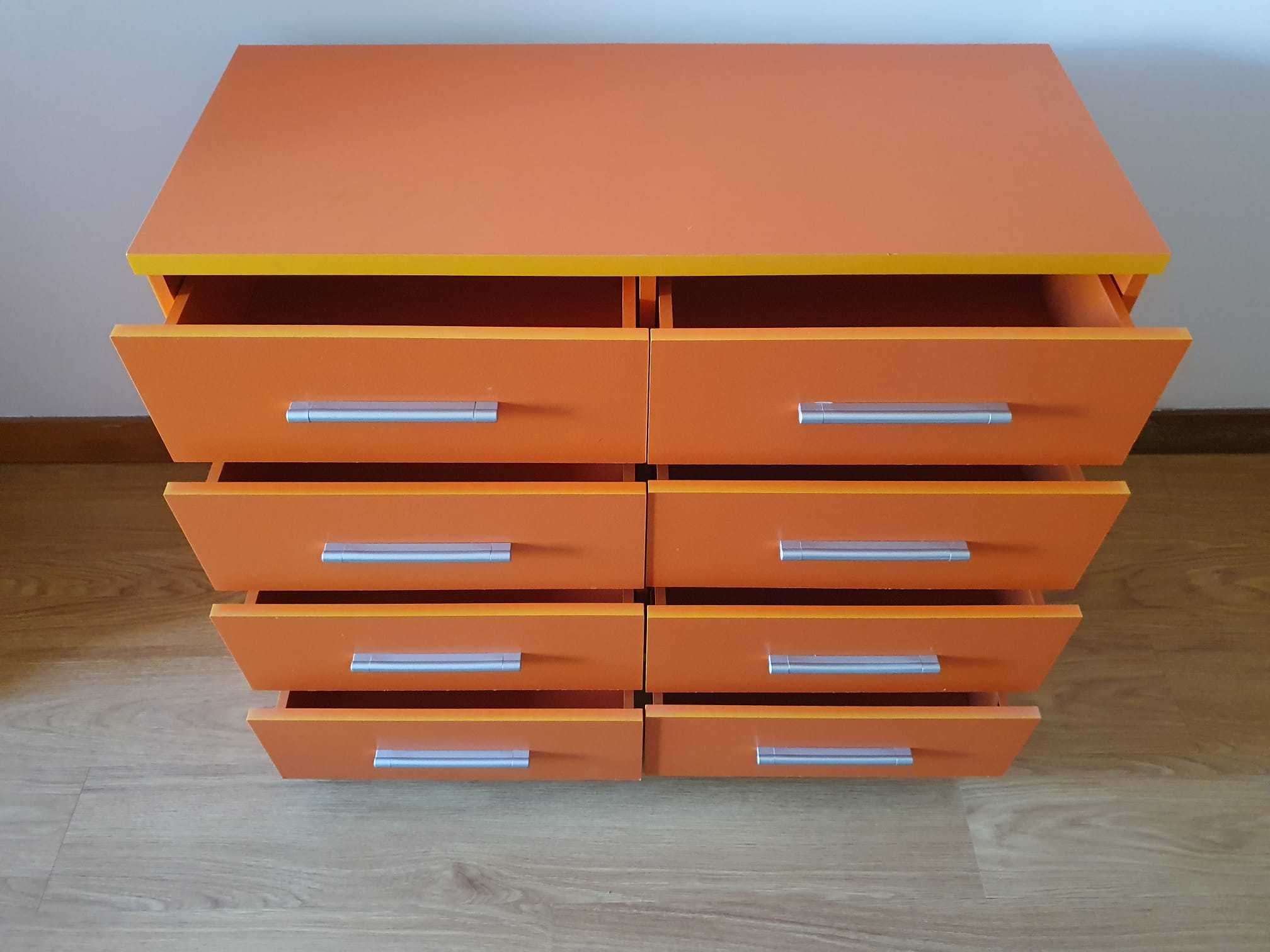Cómoda de Quarto – 8 gavetas - cor de laranja