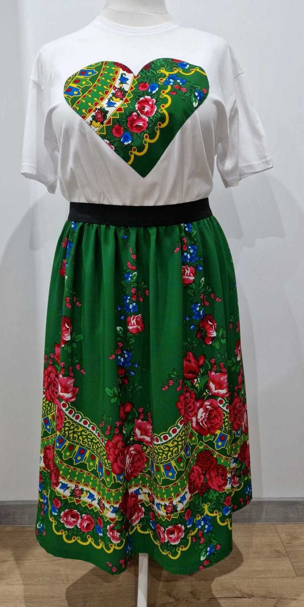 Spódnica ludowa/góralska, zielona w kwiaty 5XL(50)