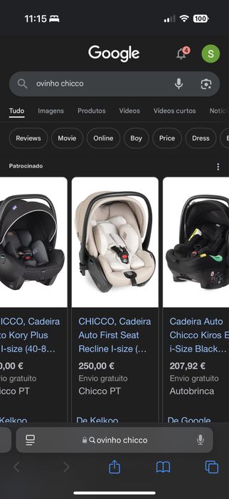 ovinho/cadeirinha chicco nova