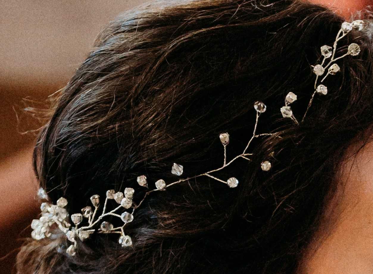 Ozdoba do włosów na grzebieniu, ślub i wesele kryształki Swarovskiego