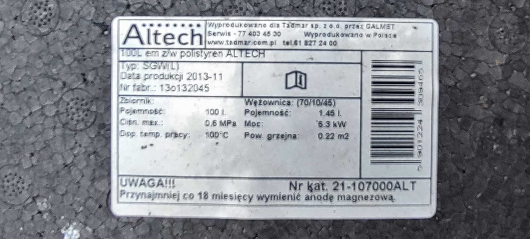 Bojler Altech 100l