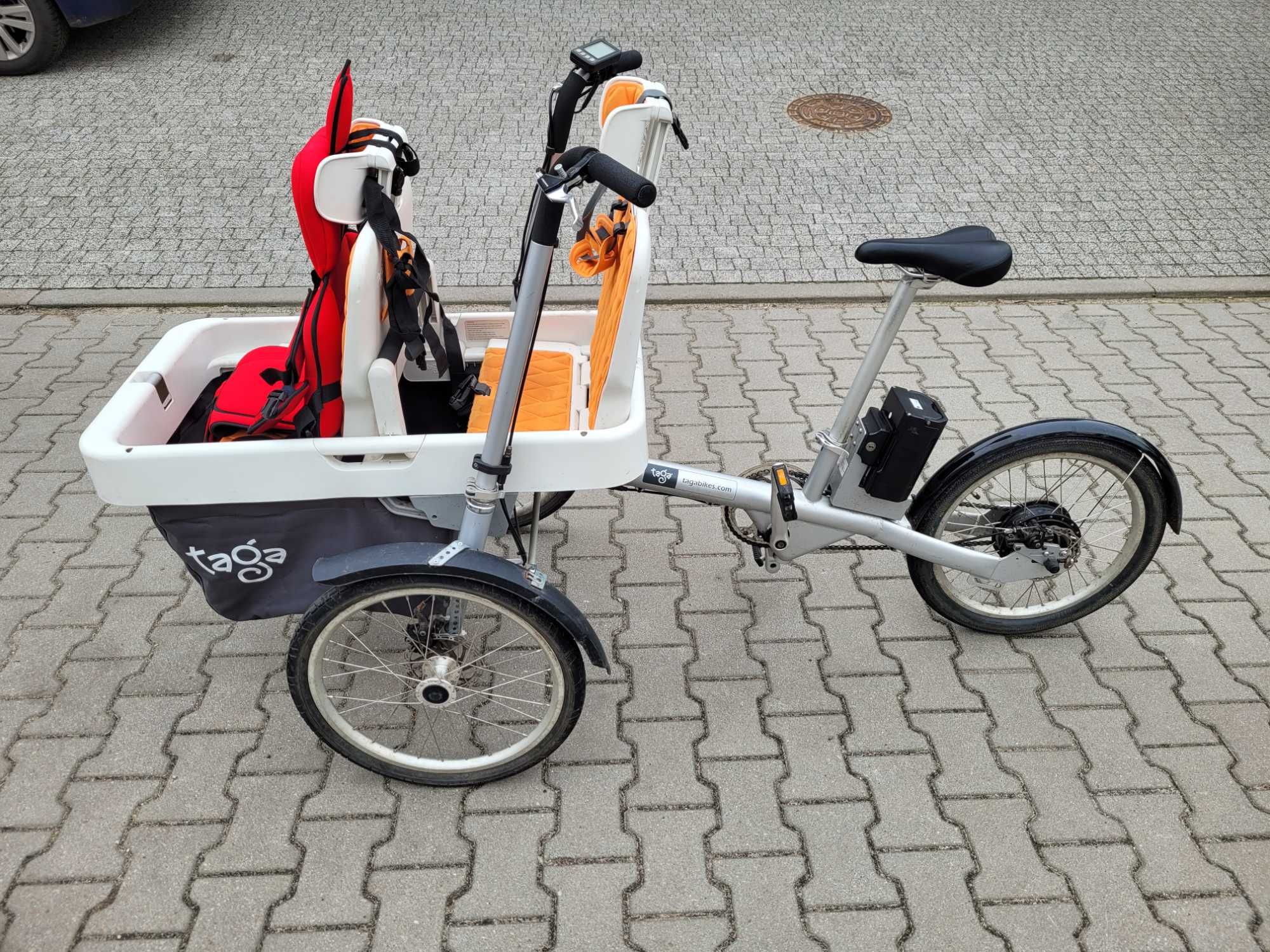 Rower rodzinny trójkołowy towarowy (cargo) elektryczny Taga Bike