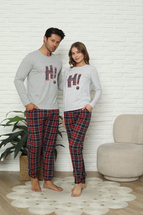Парні піжами в клітинку family look, фемелі лук