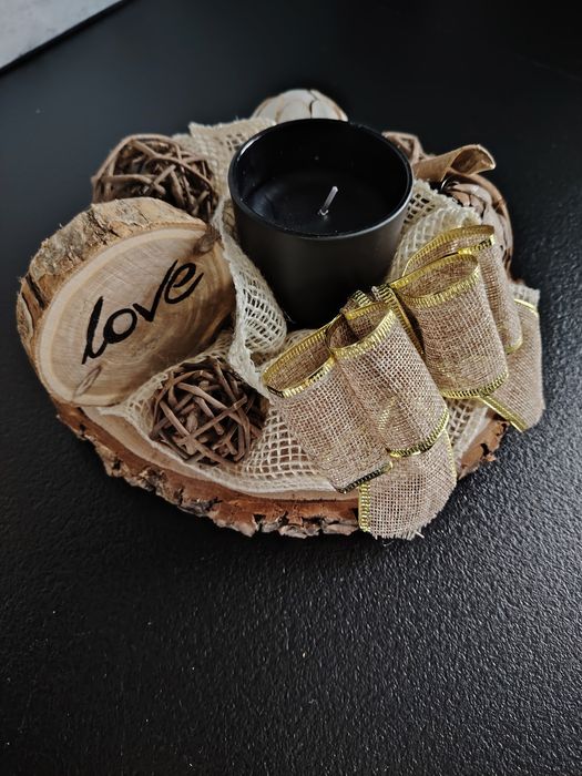 Dekoracja na stół na cały rok/rękodzieło/plaster drewna