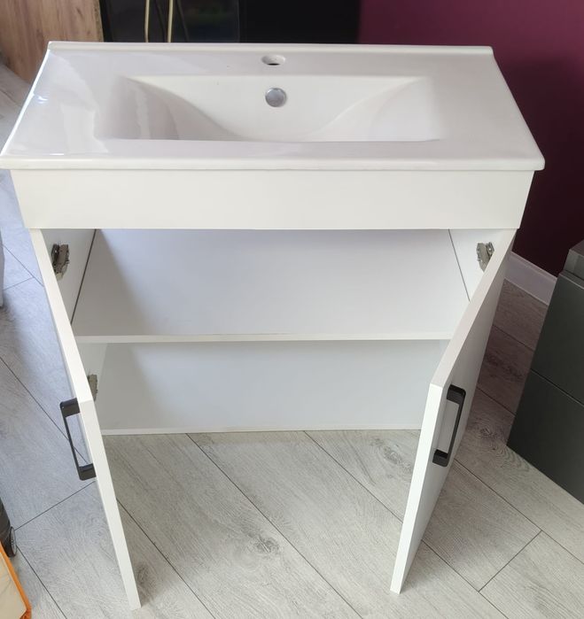 Szafka z umywalką 80cm biała, drewno