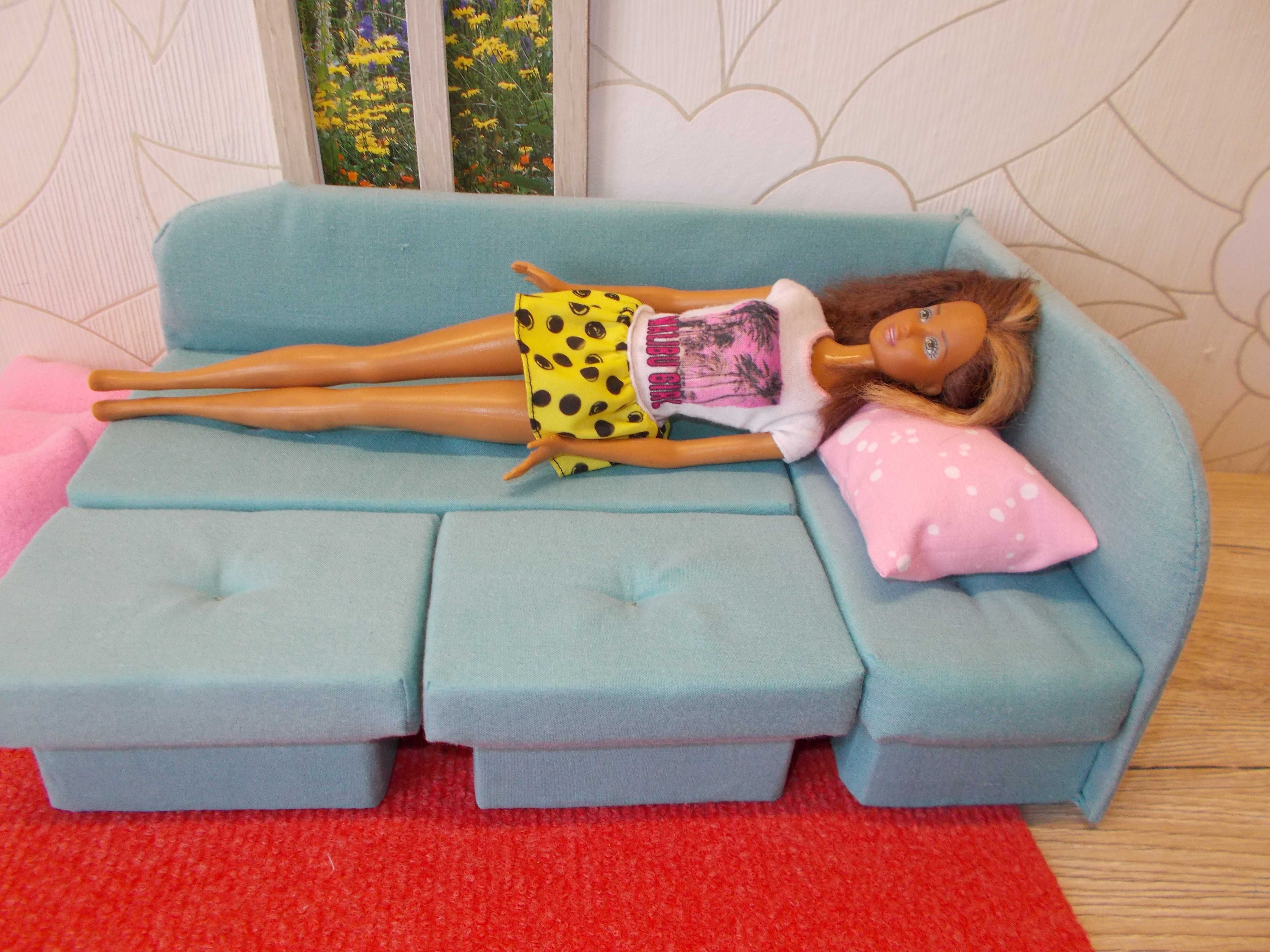 mebelki tapicerowane dla lalek typu barbie narożnik fotele stolik