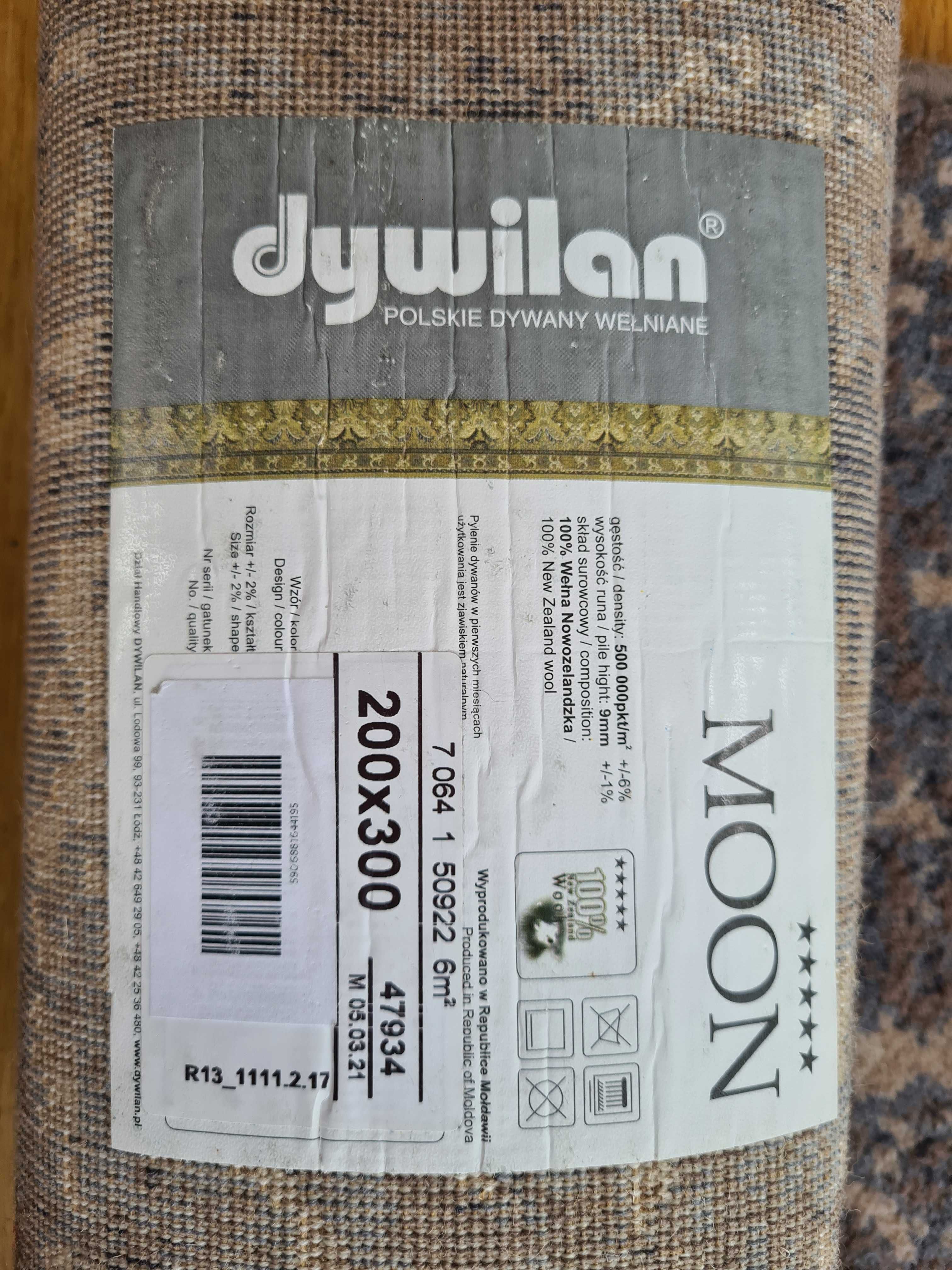 Dywan 200x300 Dywilan Moon 100% wełna nowozelandzka runo 9mm