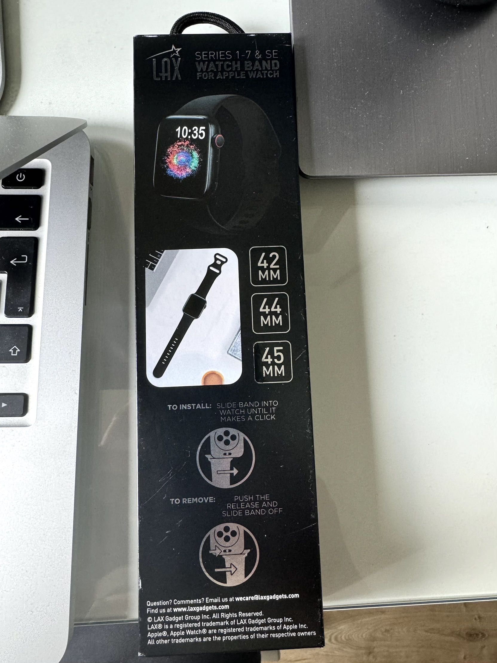 Pasek Apple Watch Czarny Silikon 42, 44, 45 Nowy, komplet sklepowy