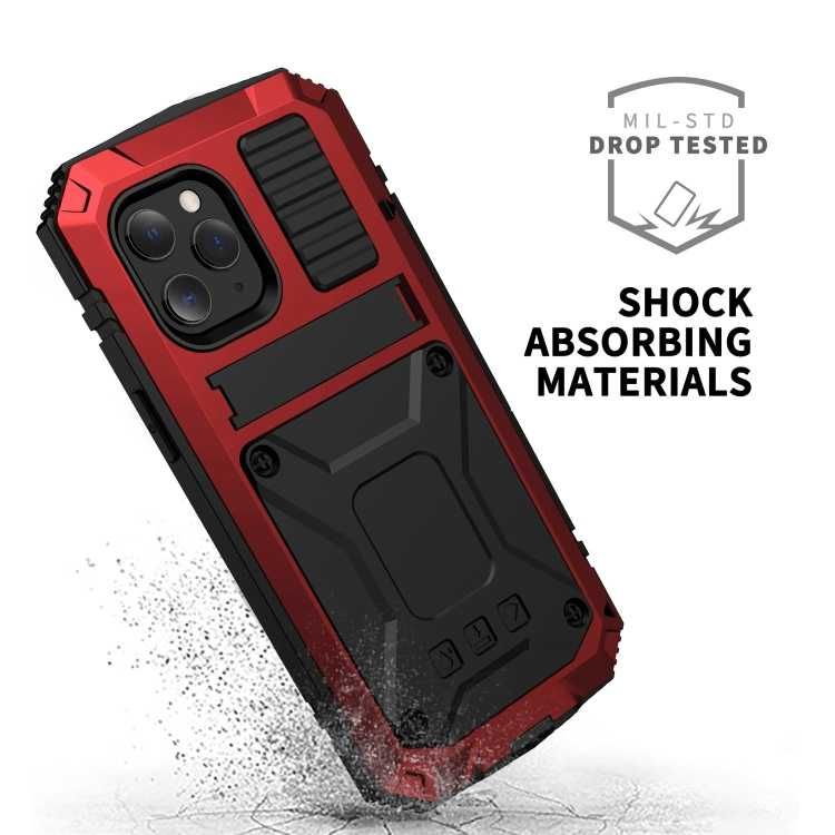 R-JUST Pancerne Etui Antywstrząsowe do iPhone 12/12 Pro czerwone