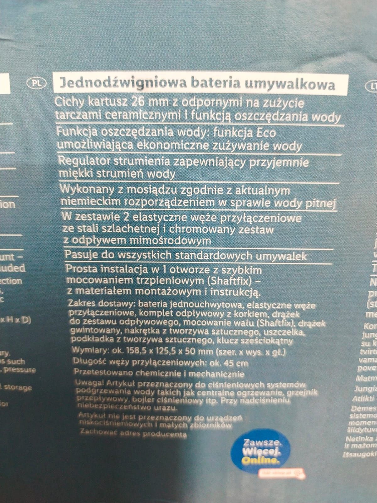 Armatura łazienkowa, umywalkowa z korkiem LivarnoHome