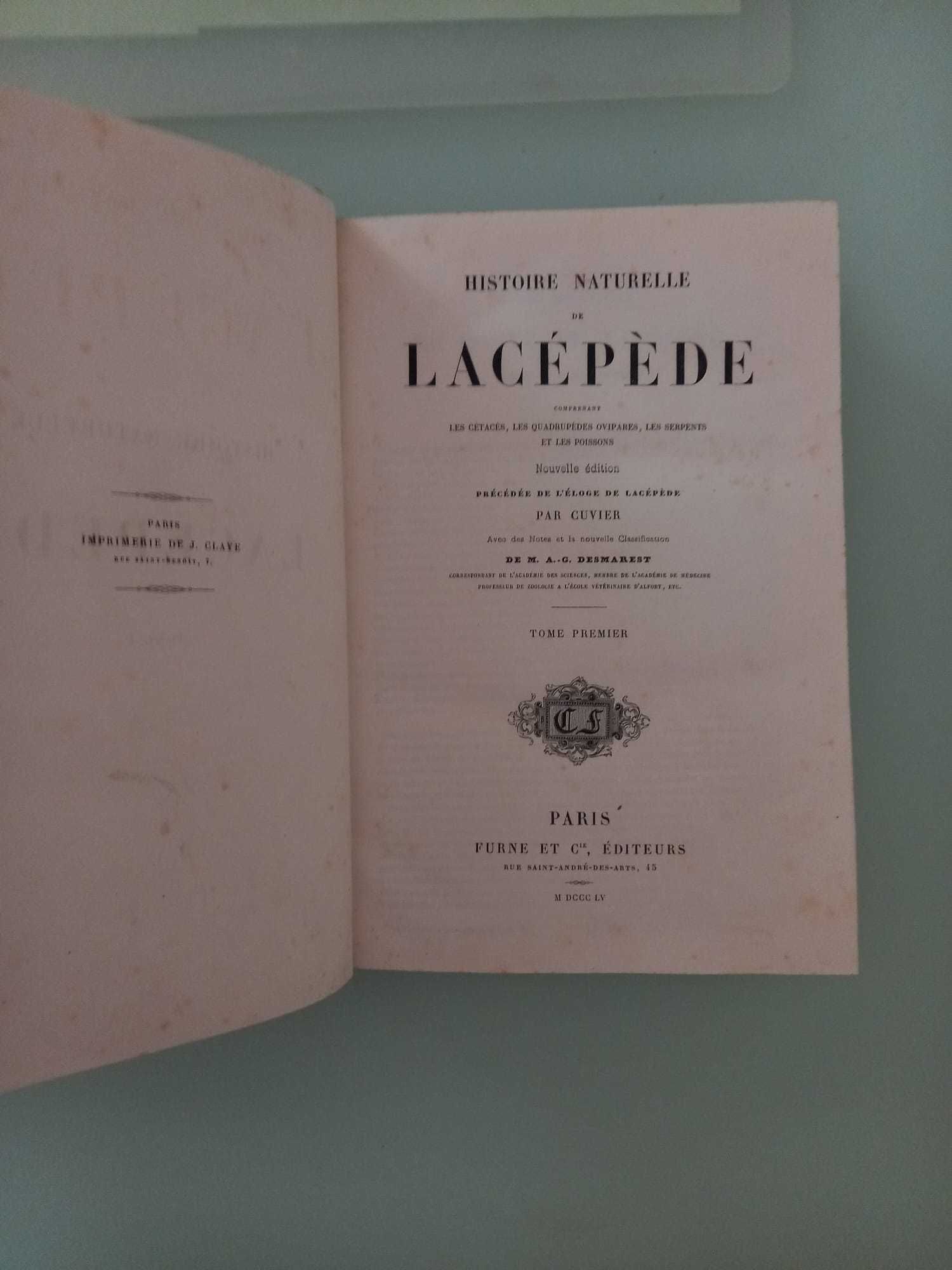 História Natural do LACEPEDE, vol I e II,  1885