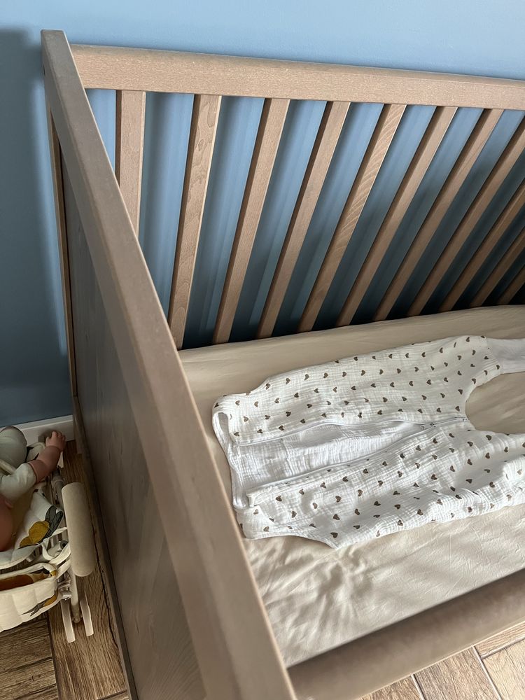 Łóżeczko niemowlęce dziecięce Ikea 120x60 drewno vintage brown unikat