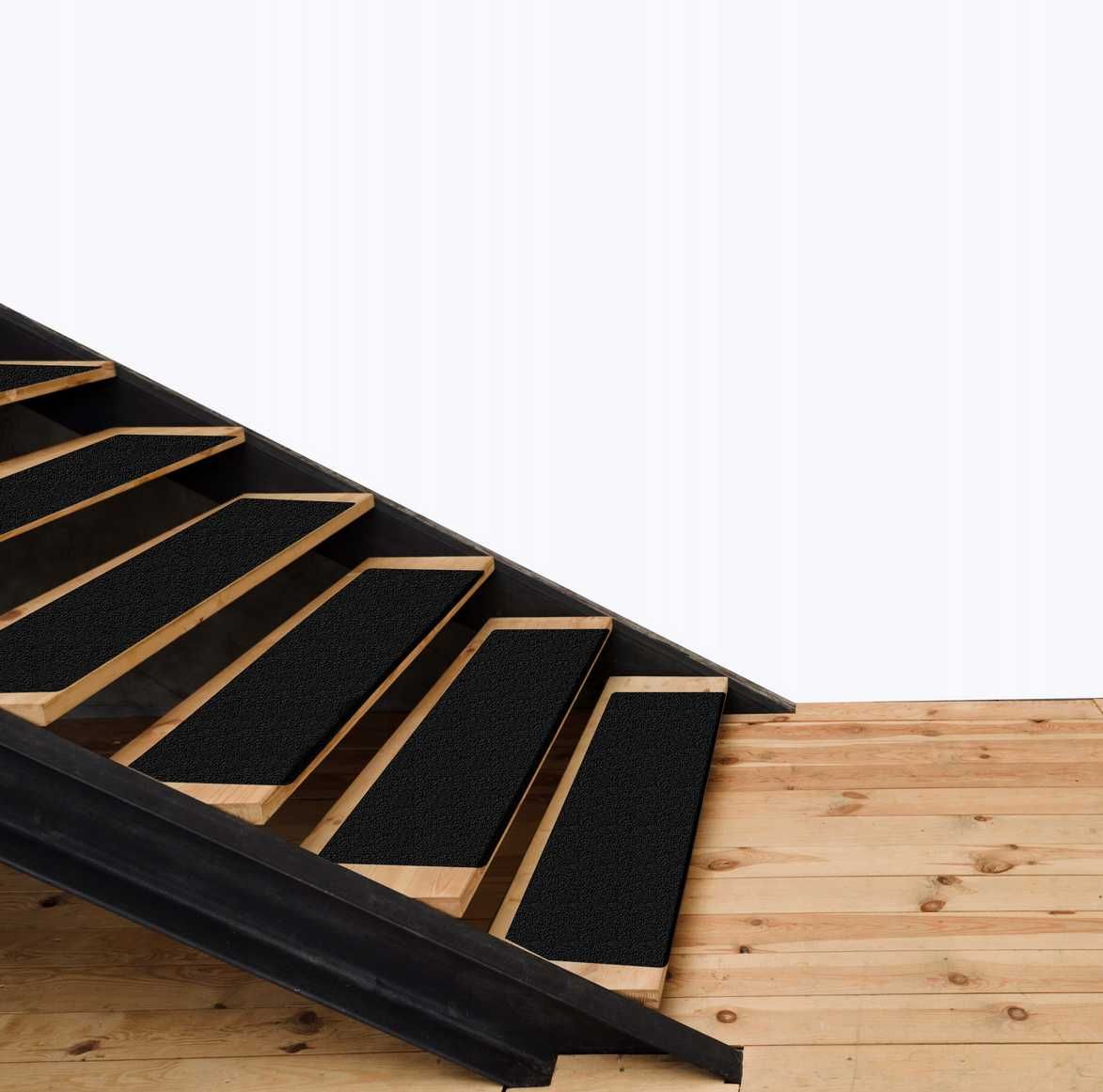 14 sztuk samoprzylepnych dywaników na schody w kolorze czarnym 76x20cm
