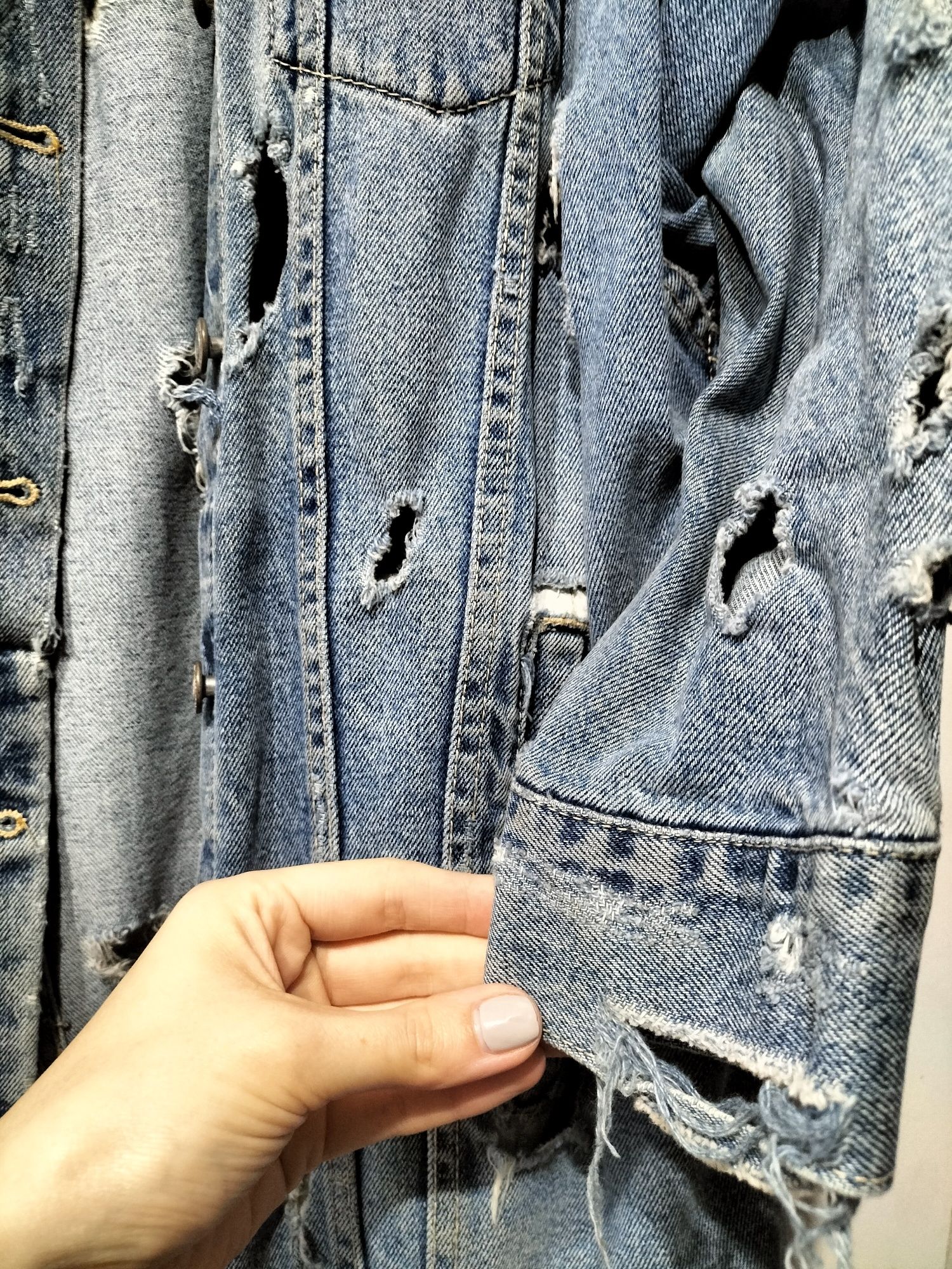 Kurtka długa jeansowa Zara