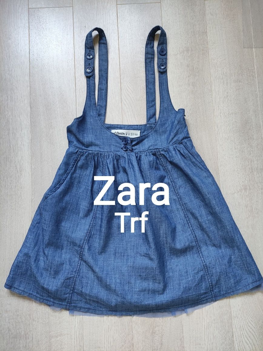 Spódnica na szelkach z podszewką jakby jeans dżins Zara Trafaluc Trf