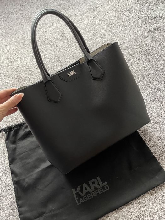 KARL LAGERFELD duza czarna torba skorzana