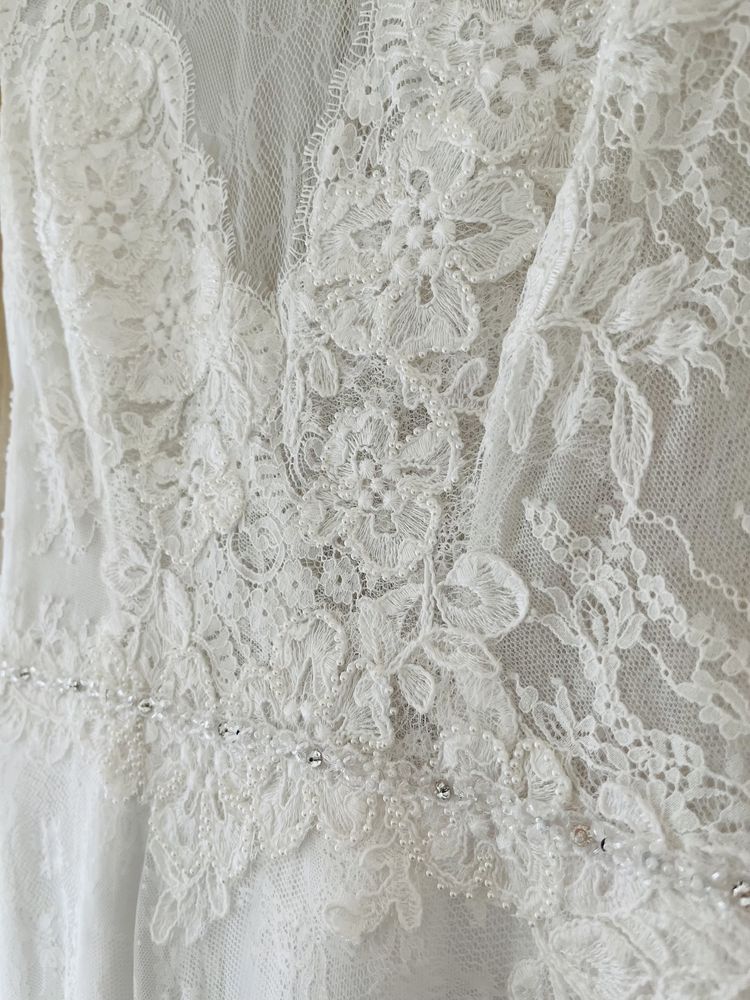 Koronkowa biała romantyczna suknia ślubna Julia Rosa r.38