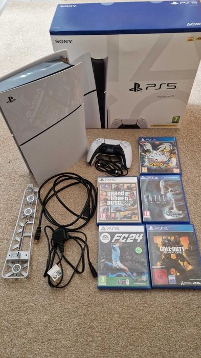 Sony PlayStation 5 Slim ps5 slim 1 tb napęd na płyty 5 gier gwarancja