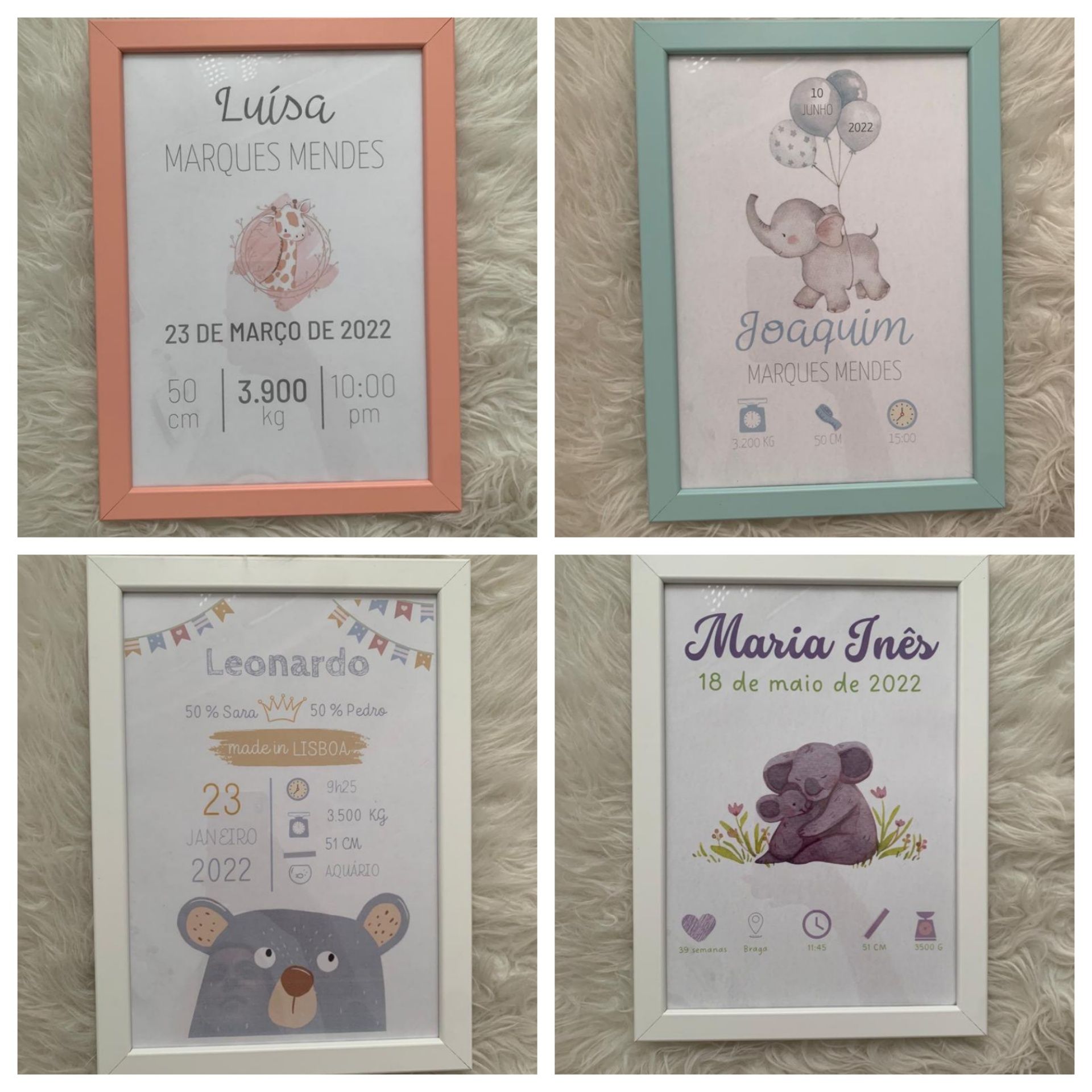 Molduras/quadros personalizadas A4 | Bebé