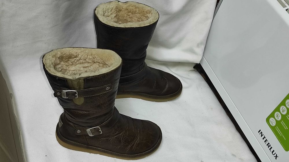 UGG AUSTRALIA~ Кожаные сапоги угги овчина оригинал голограмма