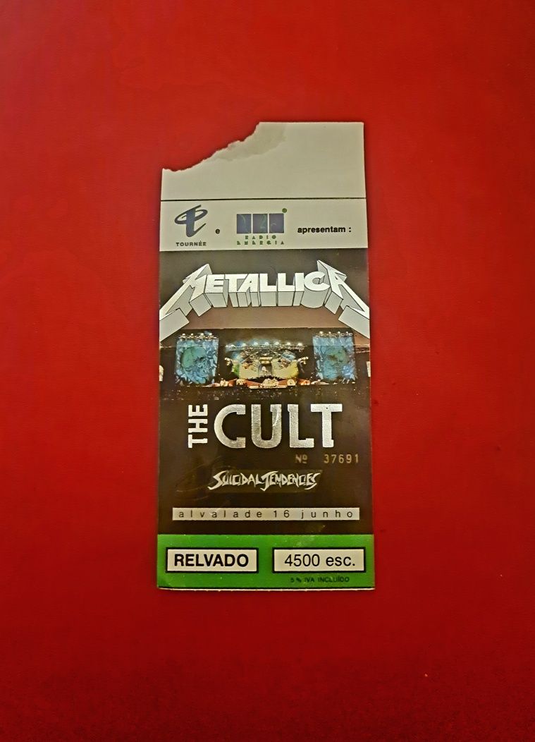 Bilhete (Entrada) Metallica The Cult Suicidal Tendencies 1993 Alvalade