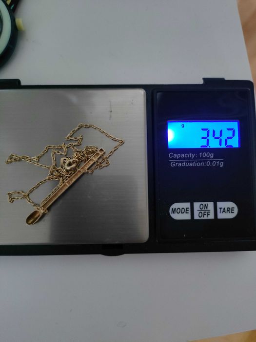 Piękny złoty łańcuszek naszyjnik zapałka 585