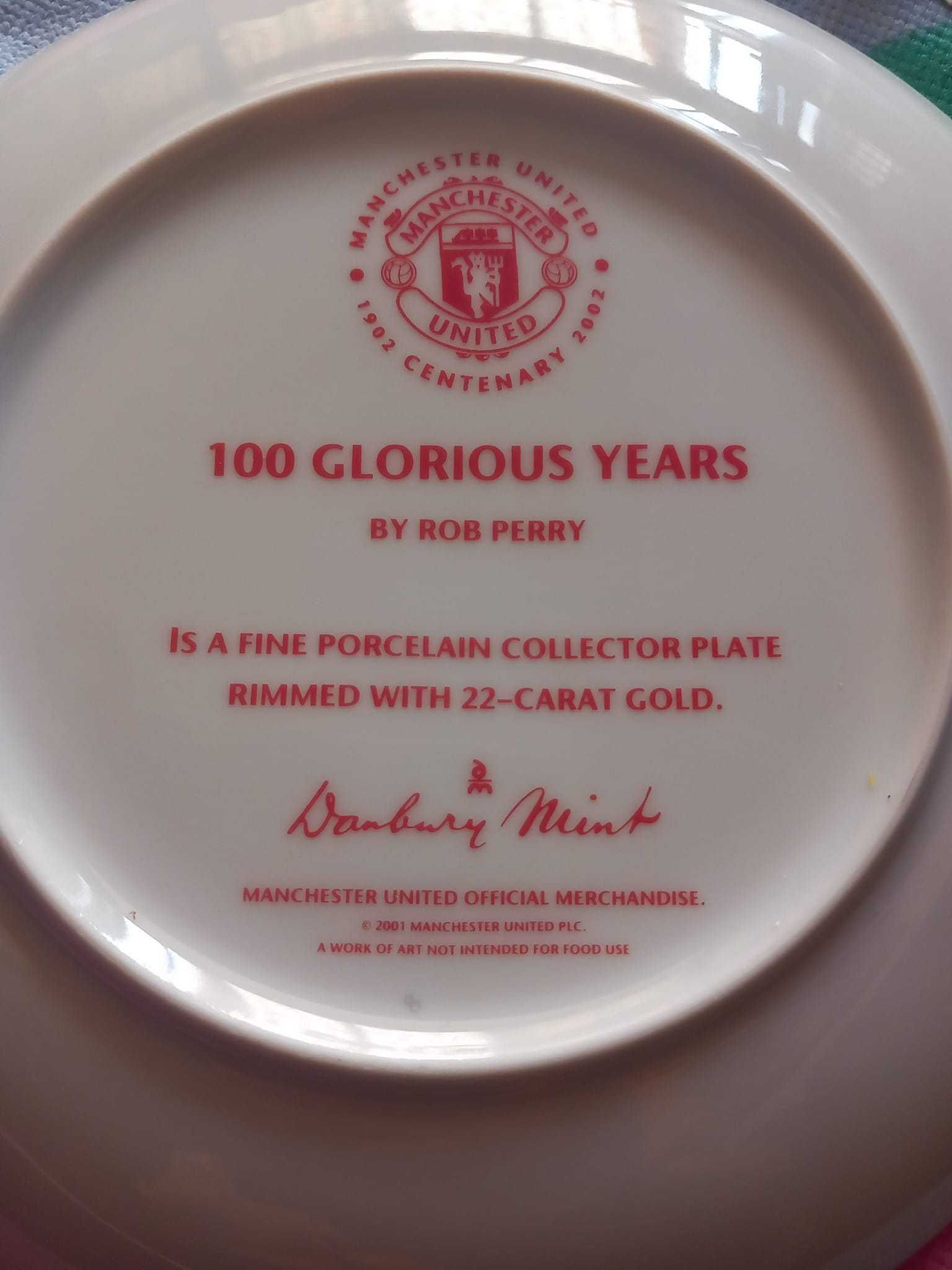 prato 100 anos gloriosos Manchester united filetado em ouro