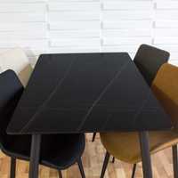 Stół prostokątny czarny, efekt marmuru, blat ceramiczny 140x80 cm S102