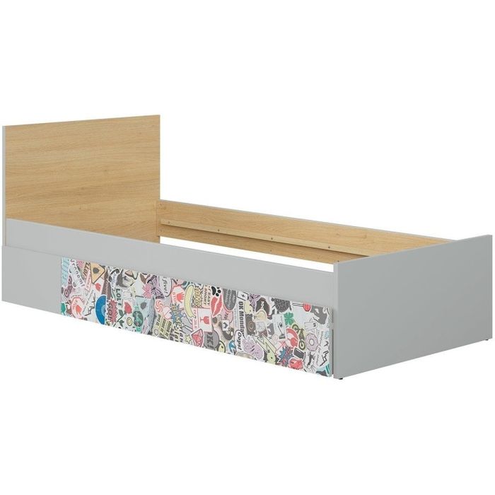 Łóżko Nandu 90x200 jasny szary/dąb