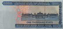 Nota 1000 kyats Myanmar 2019 não circulada