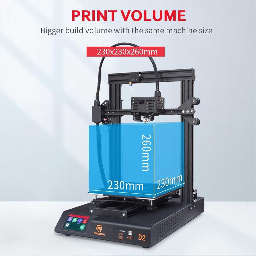 3D принтер Mingda D2 ТМС2208 32bit Директ подача  230x230x260mm
