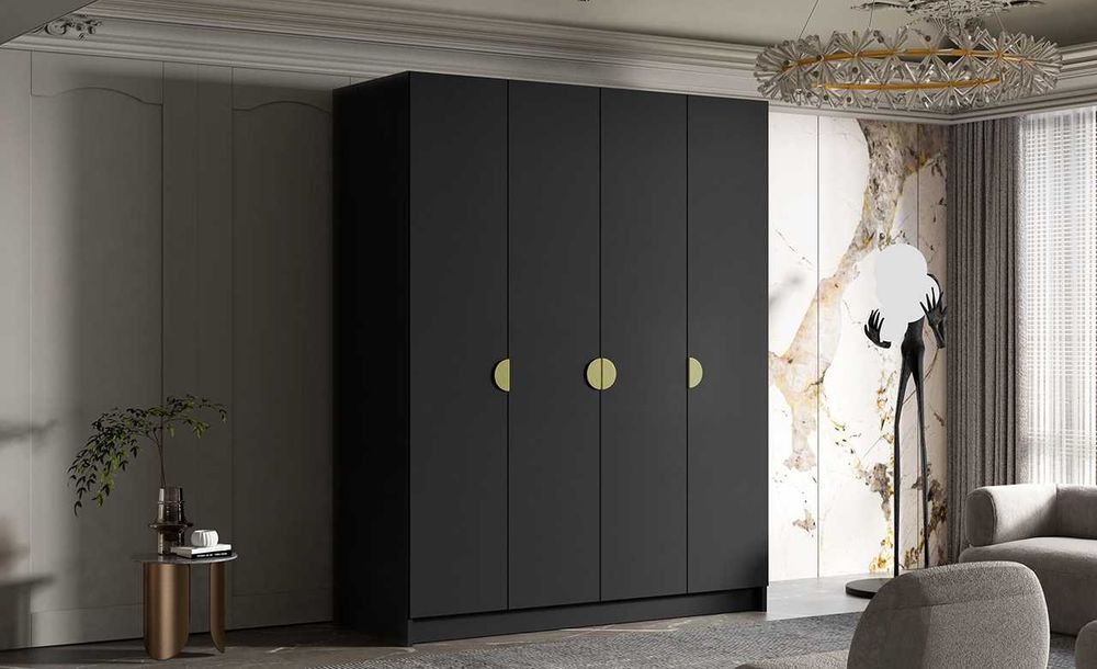 Szafa otwierana ubraniowa duża z drążkiem PÓŁKI LINEA 200 cm garderoba