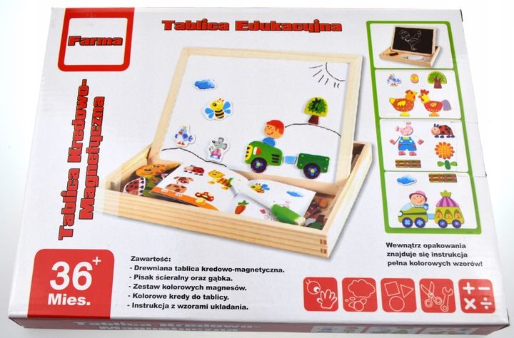 Tablica Edukacyjna Magnetyczna Drewniana Kredowa Wielofunkcyjna Dla Dz
