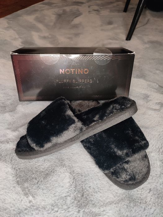 Nowe kapcie futrzane notino 37-38 24cm Futerko papcie pantofle prezent