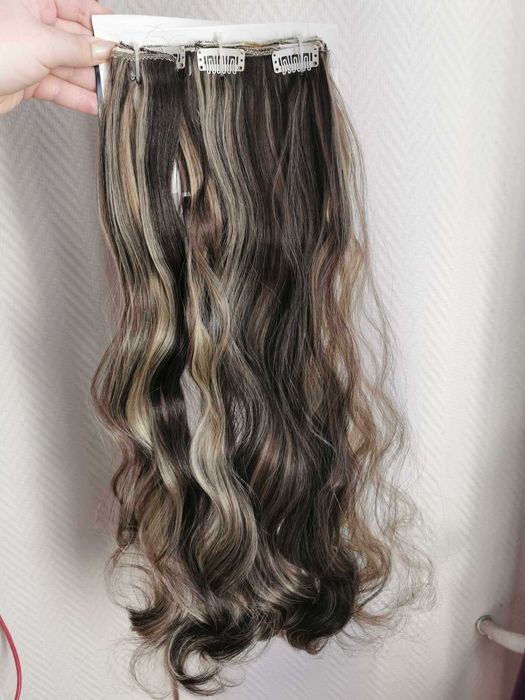 Doczepiane włosy clipin 65cm blond ciemny brąz