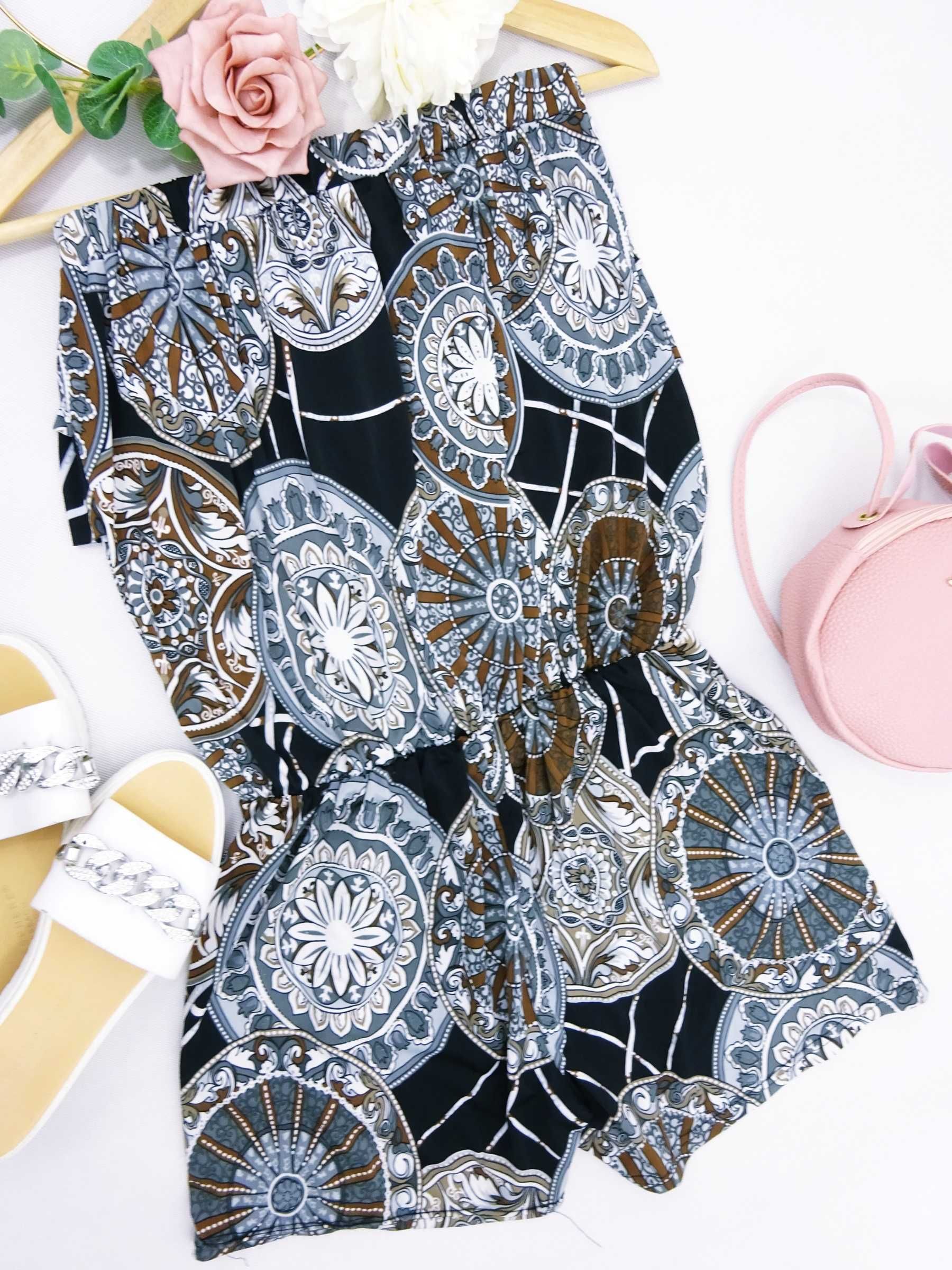 BE30 letni kombinezon damski boho top spodenki krótkie spodenki XL 42