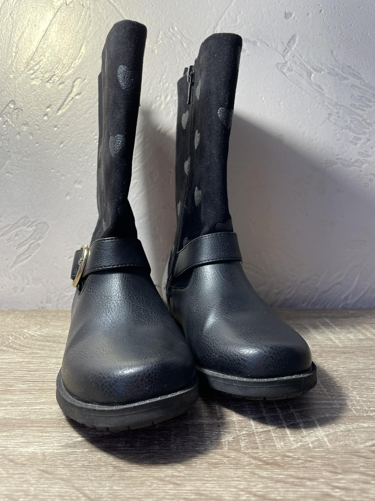 Сапоги H&M черные на девочку ботинки Salomon высокие кожаные