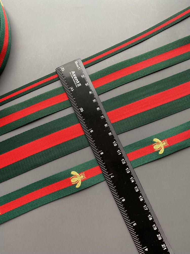 Стрічка Гуччі, зелено-червона, 10мм