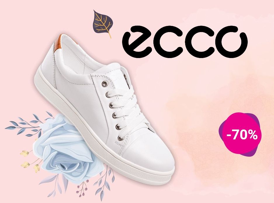 Женские белые кроссовки ECCO из натуральной кожи