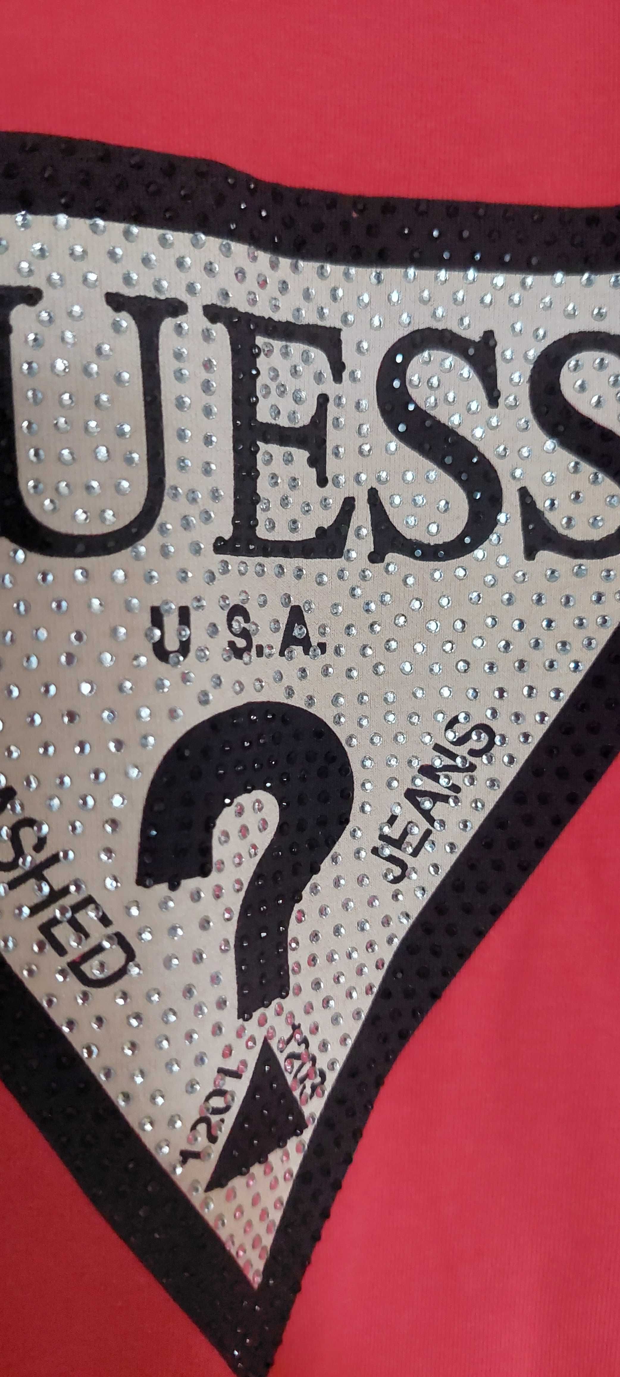 Guess czerwona bluzka z logo cyrkonie r.146/ 152 nowa