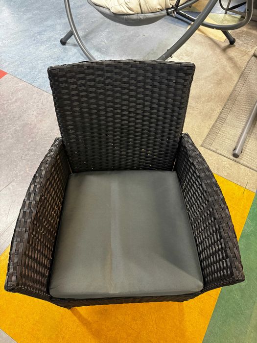 OUTLET! Komplet Krzeseł Ogrodowych Z Technorattanu Czarne Krzesła